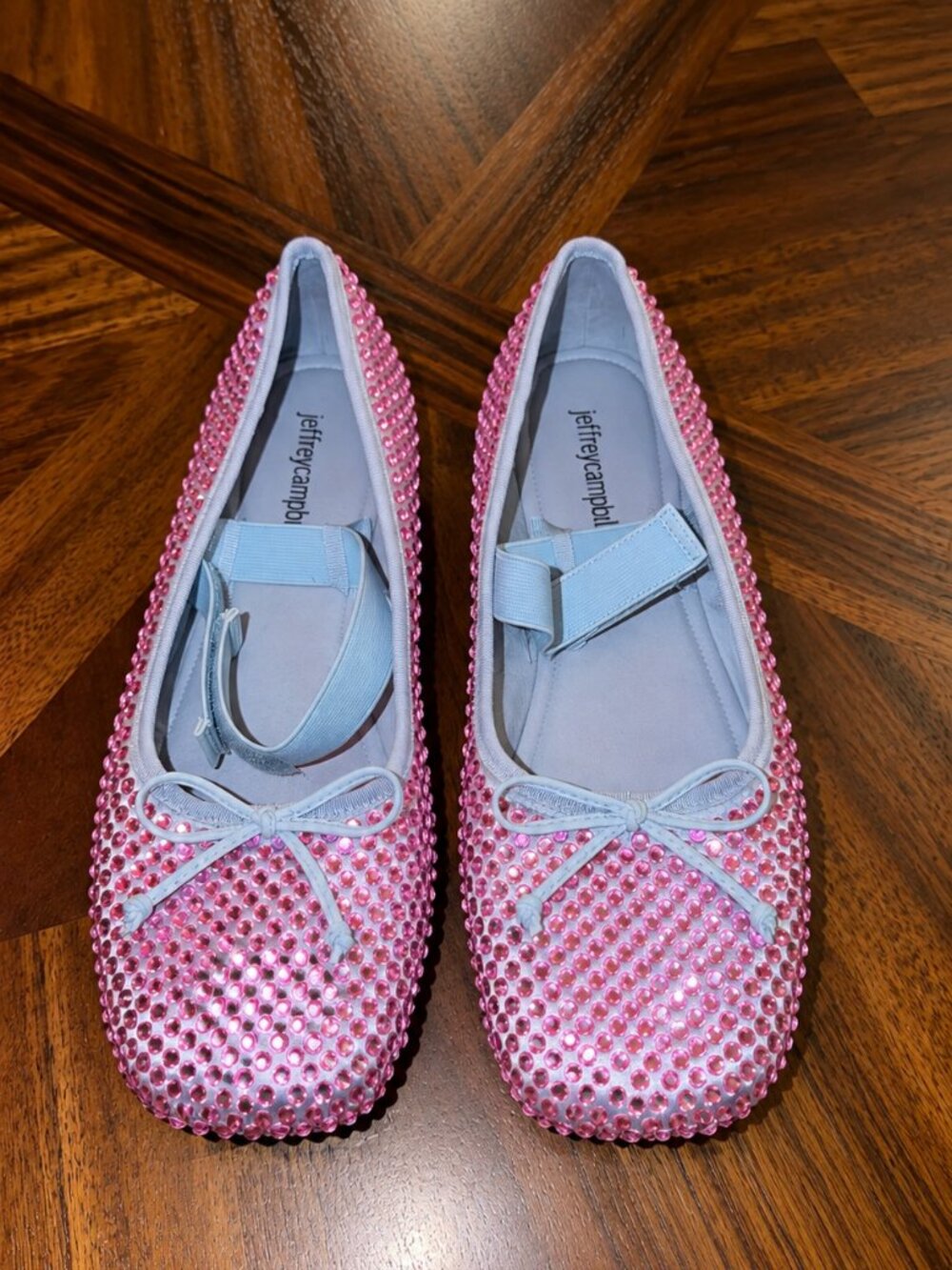 Jeffrey Campbell Pink Rhinestone Ballet Flats Mary Jane Bow